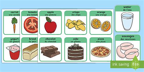 Flashcards : Les aliments sains et malsains