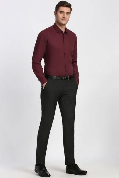 Buy Men Maroon Slim Fit Full Sleeves Formal Shirt Online - 39974221 ...