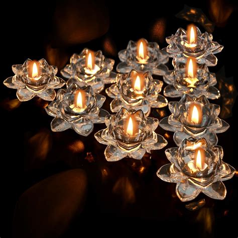 Glass Tea Light Candle Holders: Hewory 12 Pcs Tealight Holders Glass ...