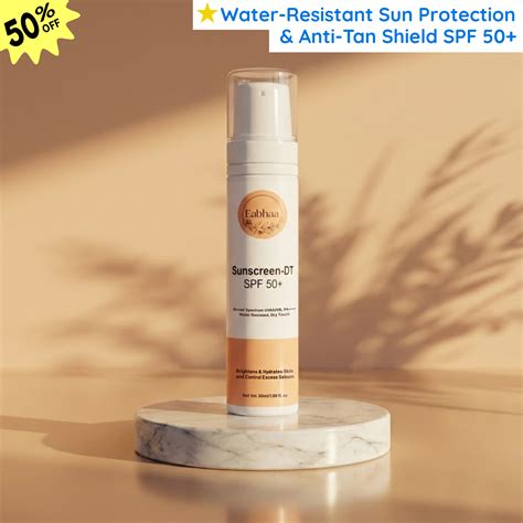 Eabhaa Sunscreen-DT Gel SPF 50 PA+++, Dry Touch, UVA/UVB Protection, 5 ...