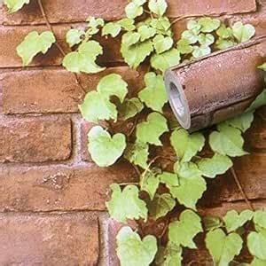 JAAMSO ROYALS Nature Brown Brick with Leaves Wallpaper Self Adhesive ...