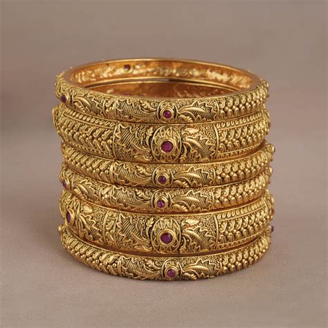 Ball motif gold plated bangle set (set of 4) | COD Available ...