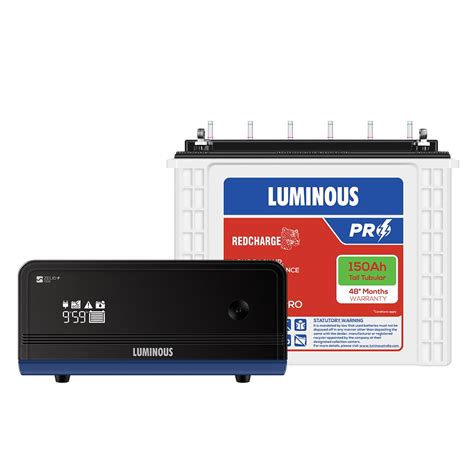 Luminous Inverter & Battery Combo (Zelio1100 Pure Sine Wave 900VA/12V ...