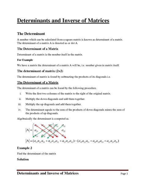 SOLUTION: Determinants and inverse of matrices - Studypool