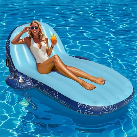 Pool Floats Adult Heavy Duty, Inflatable Pool Lounger Float with Cup ...