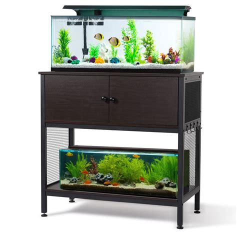 Black 40 Gallon Fish Tank Stand with Drawer & Cabinet, Sturdy, Durable ...