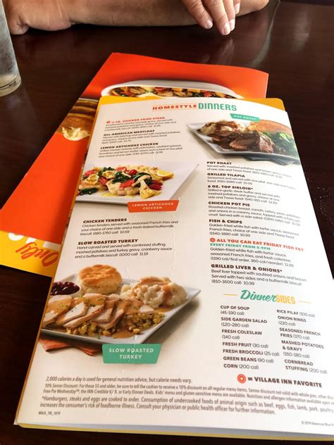 Menu at Village Inn restaurant, Titusville
