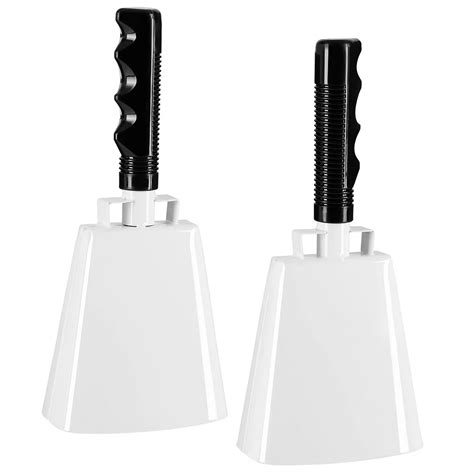 2 Pack Large White Metal Cowbells For Football Games, 9" Percussion ...