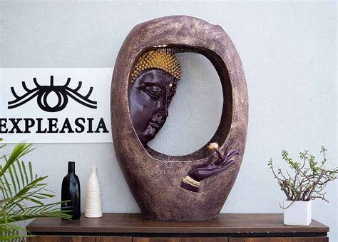 Buddha Face Shower Water Fountain - Gold Wine, 3ft Elegant Decor ...