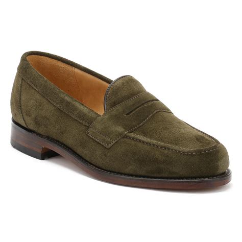 Loake Mens Green Eton Suede Loafers for Men | Lyst UK