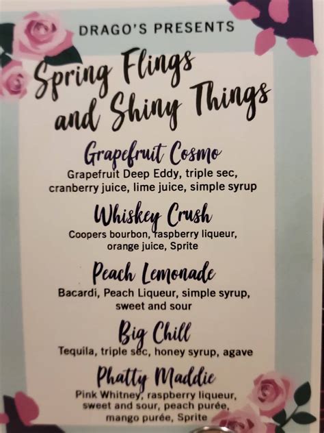 Menu at Drago's Seafood Restaurant at L'Auberge Lake Charles, Lake Charles