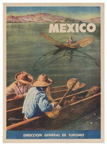 Lot Detail - PRUNEDA, Salvador. Mexico. 1948. Tourism poster showing men...