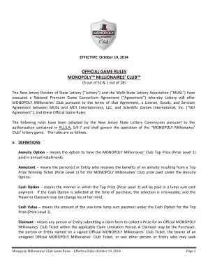 Fillable Online nj Official Game Rules and that MONOPOLY Millionaires ...