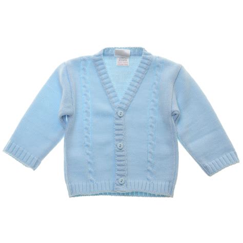 Cable Twist Pattern Baby Boys Baby Blue Cardigan | Cachet Kids