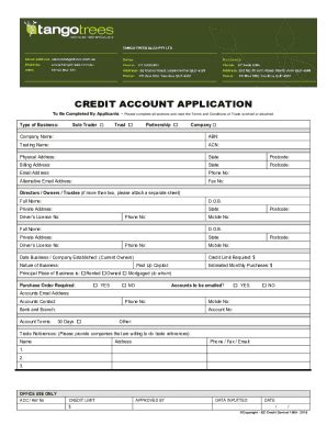 Fillable Online Sole Trader Business Credit Card Application Form Fax ...