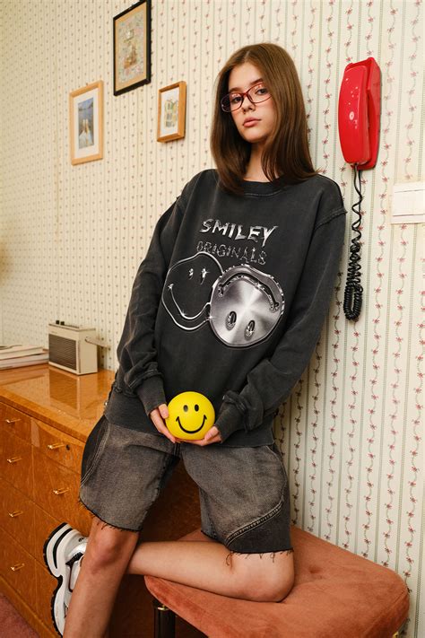 Grey Faded Smiley Originals Sweatshirt