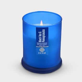 EKAM| Pomegranate and Black Tea Ring Jar Scented Candle| 35 Hours Burn ...