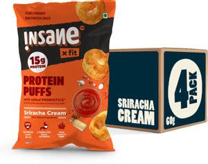 Insane Fit PROTEIN PUFFS Sriracha Cream PRObiotic Low Cal Healthy Snack ...