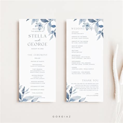 Rustic Wedding Program Template - Etsy
