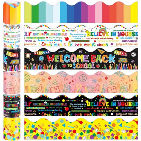 Buy durony 6 Rolls 196.8 Feet Classroom Bulletin Board Border Welcome ...