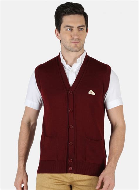 Buy Men Maroon Solid Cardigan Online in India - Monte Carlo