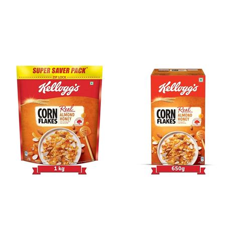 Kellogg's Combo, Kellogg's Corn Flakes Real Almond and Honey, 1 kg and ...