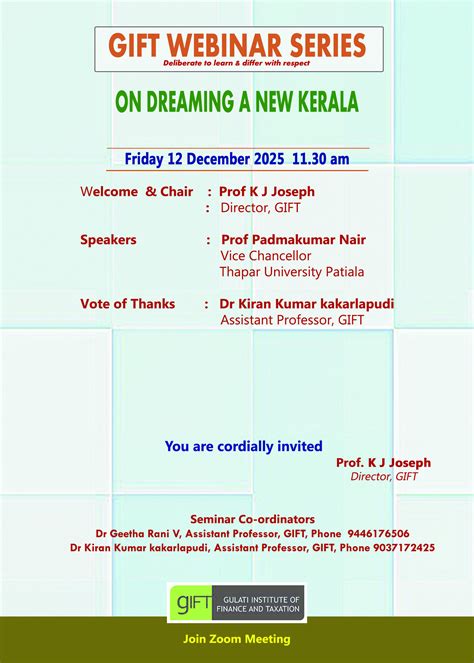 12-12-2025: Seminar on “Dreaming a New Kerala” - Gulati Institute of ...