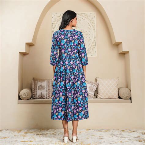 'Blue Lush' Mom and Daughter Cotton Dresses – Fashiana