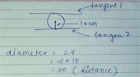 what is distance between two parallel tangents of a circle of radius 10 ...