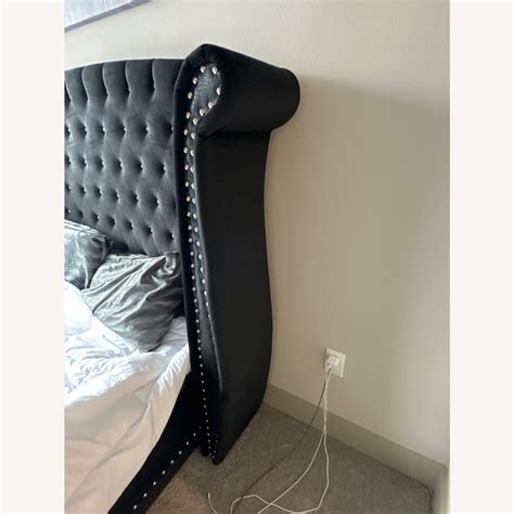 Upholstered Black Queen Bed - AptDeco