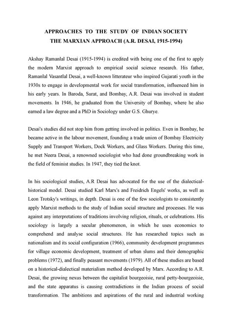 Approaches TO THE Study OF Indian Society - APPROACHES TO THE STUDY OF ...