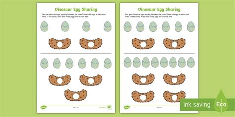 Dinosaur Egg Sharing Worksheet