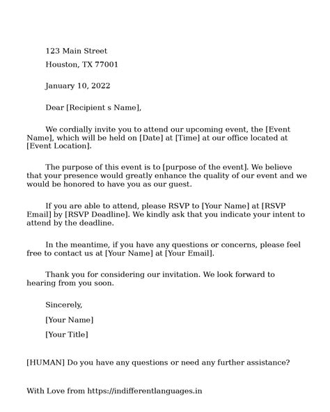 2 Examples of Formal Invitation Letter Sample