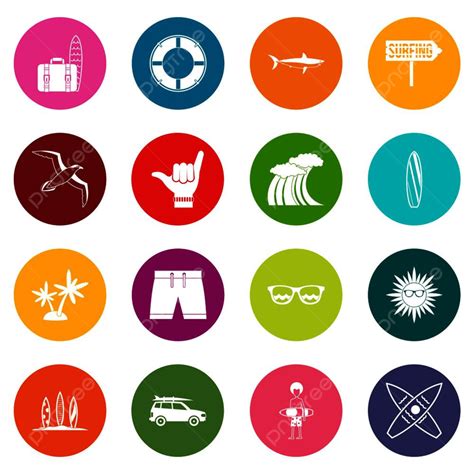 Surfing Icons Many Colors Set Isolated On White For Digital Marketing ...