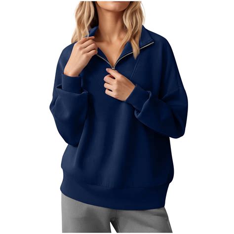 SEAOPEN Clearance 2024 Half Zip Pullover Womens Fleece Sweatshirts Stand Collar Sweatshirts ...