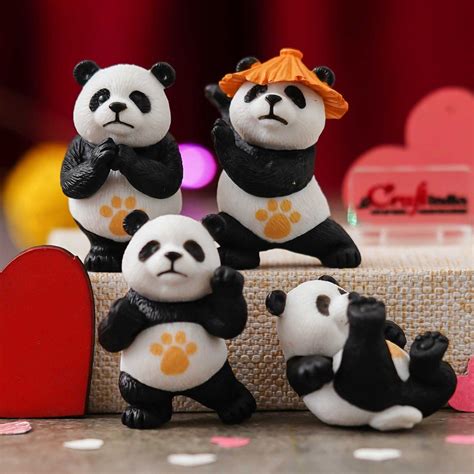 Buy eCraftIndia Miniature Panda Showpieces (Set of 4) Valentine Day ...