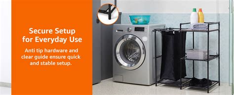 Amazon Basics Multi-Function Laundry Shelf with 3-Tier Storage ...