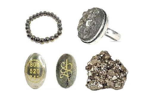 Buy PANAKUMUS Natural Pyrite Cluster Bracelet and Ring With Adjustable ...