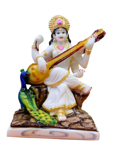 Buy Saraswati Maa Idol for Home Décor Marble Sarda MATA Statue for Home ...