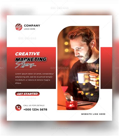 Marketing Agency Instagram Poster PSD Template - GEC Designs