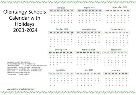 Olentangy Schools Calendar - US School Calendar