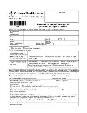 Fillable Online Fillable Online Patient Label Page 1 of 1 Formulario de ...