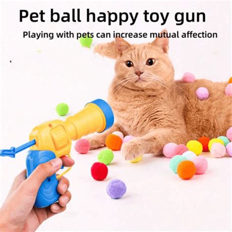 Cat Toy Plush Ball Launcher Mimi Hairball Catapult Cat Toy Gun Pet Toy ...