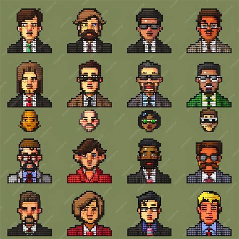 Premium Vector | 28 pixelart business office avatars like Leeoccleshaw