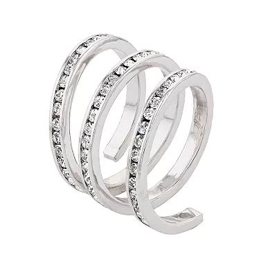 Traditions Jewelry Company Fine Silver Plated Crystal Accent Three Row ...