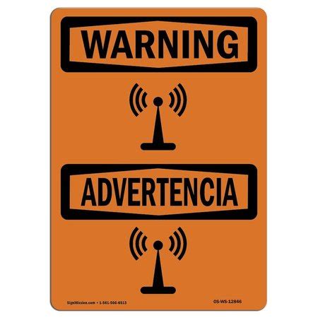 Signmission OSHA WARNING Sign, Symbol Radio Frequency Hazard Bilingual ...