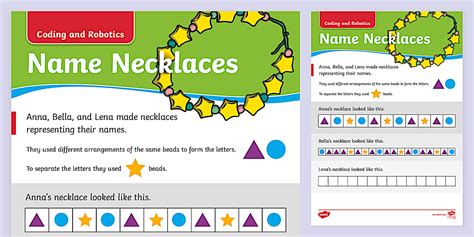 Robotics and Coding - Name Necklaces (teacher made) - Twinkl