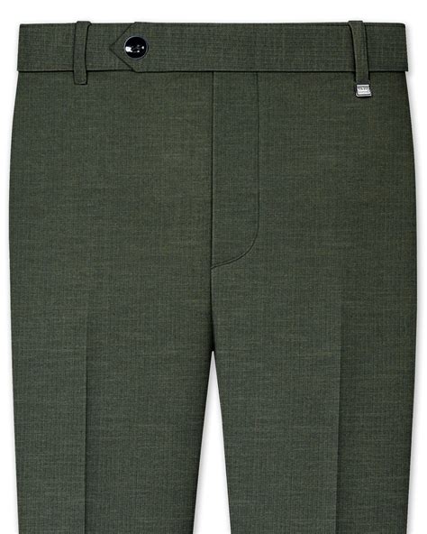Armadillo Green Textured Regular Fit Cotton Pants For Men