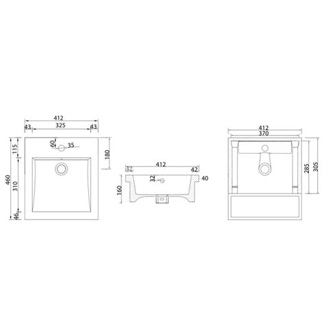 BIM objects - Free download! Kado Lux Semi Recessed Basin 410mm x 460mm ...