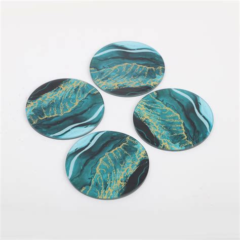 Buy Breccia Set of 4 Glass Printed Coasters from Home Centre at just ...